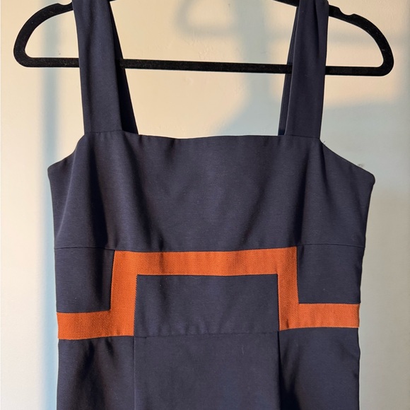 Navy and Orange-Brown Pencil Dress - Picture 2 of 5